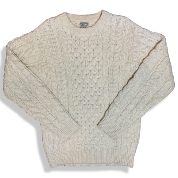 L.L. Bean Other - Vintage L.L.Bean Made In Ireland 100% Wool Cable Knit  Fisherman’s Sweater